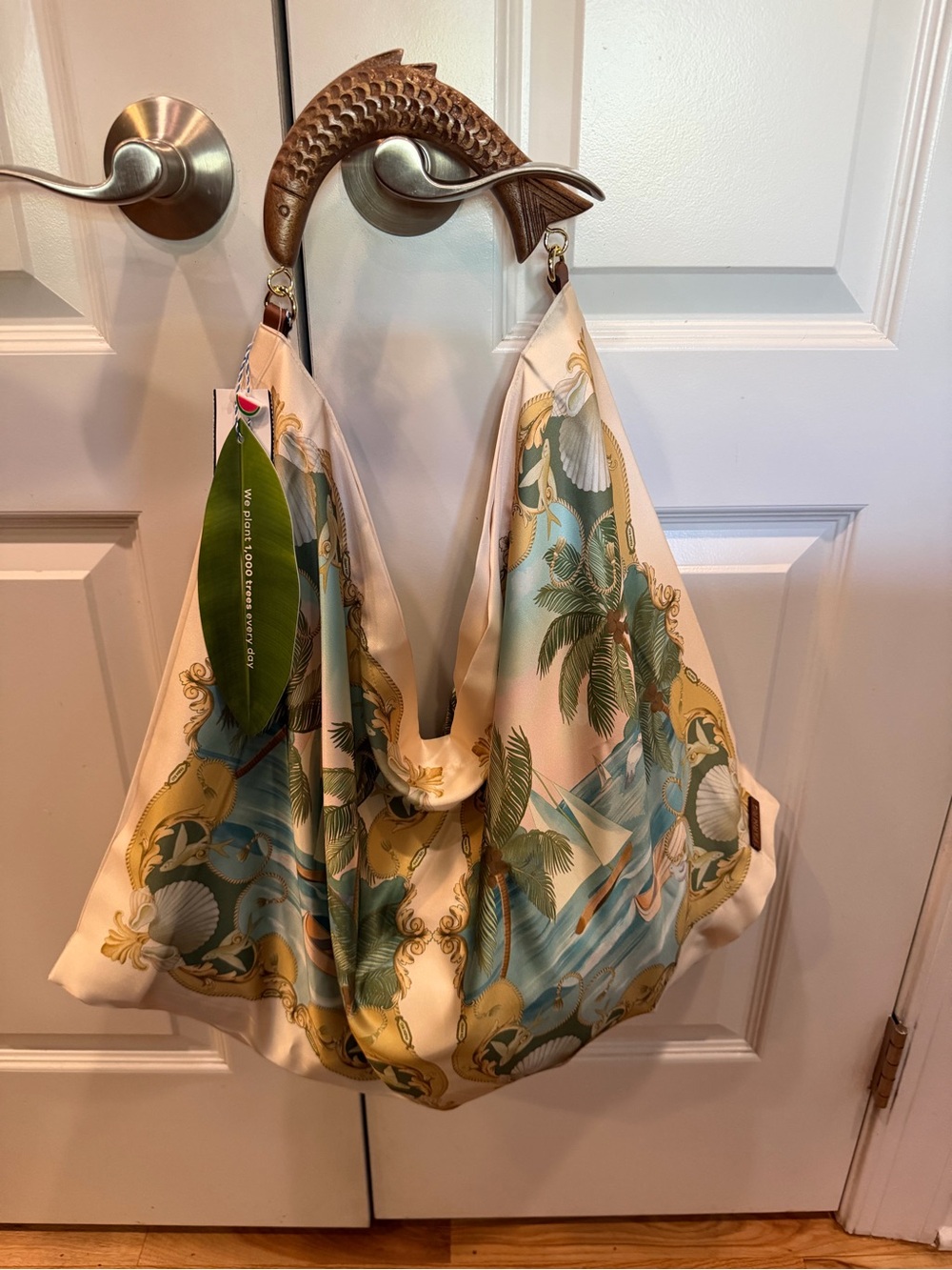 FARM RIO Royal Sea Satin Scarf Medium Bag NWT